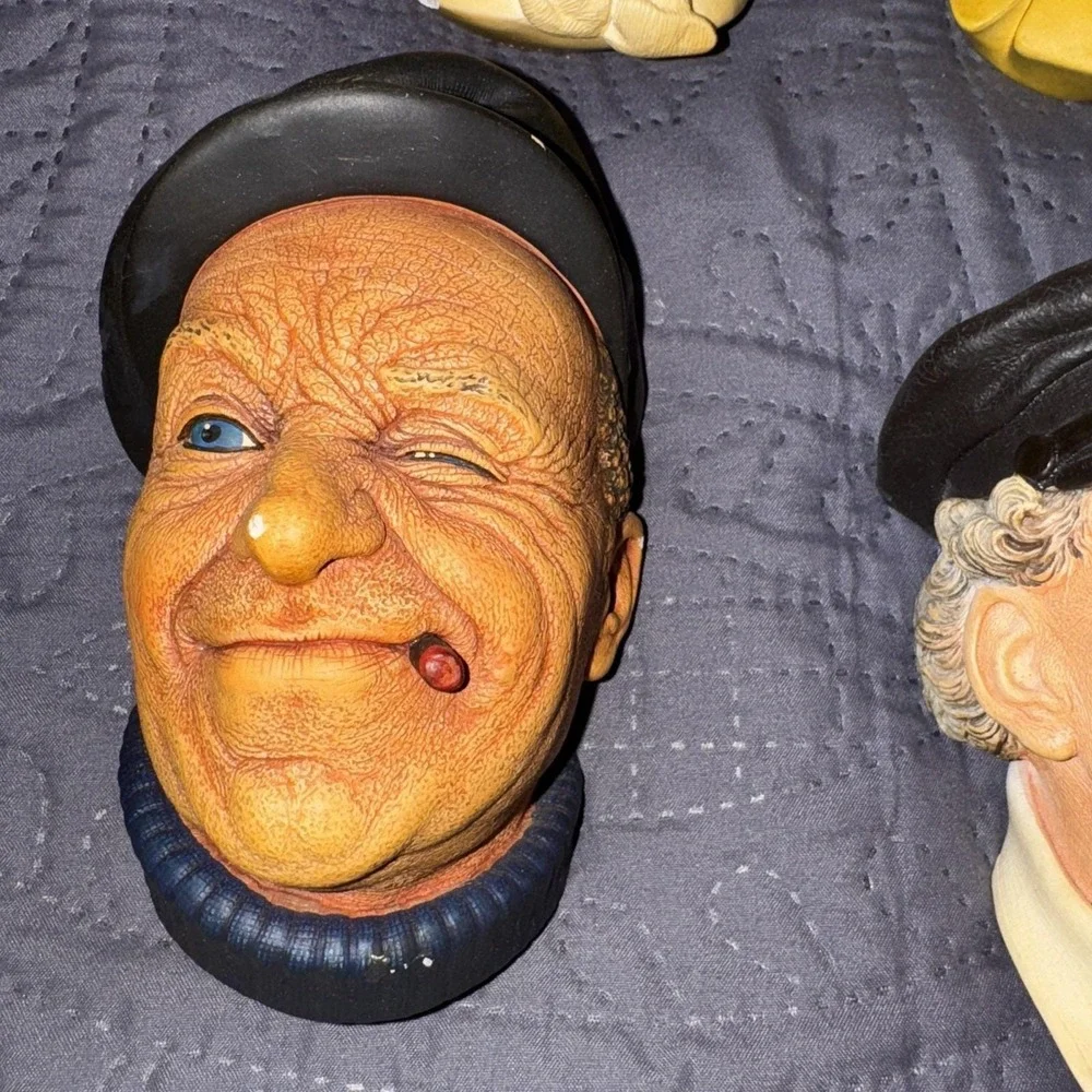 Vintage Bossons England Chalkware Heads~Bundle Lot Of 6~1960's~Wall Hangers